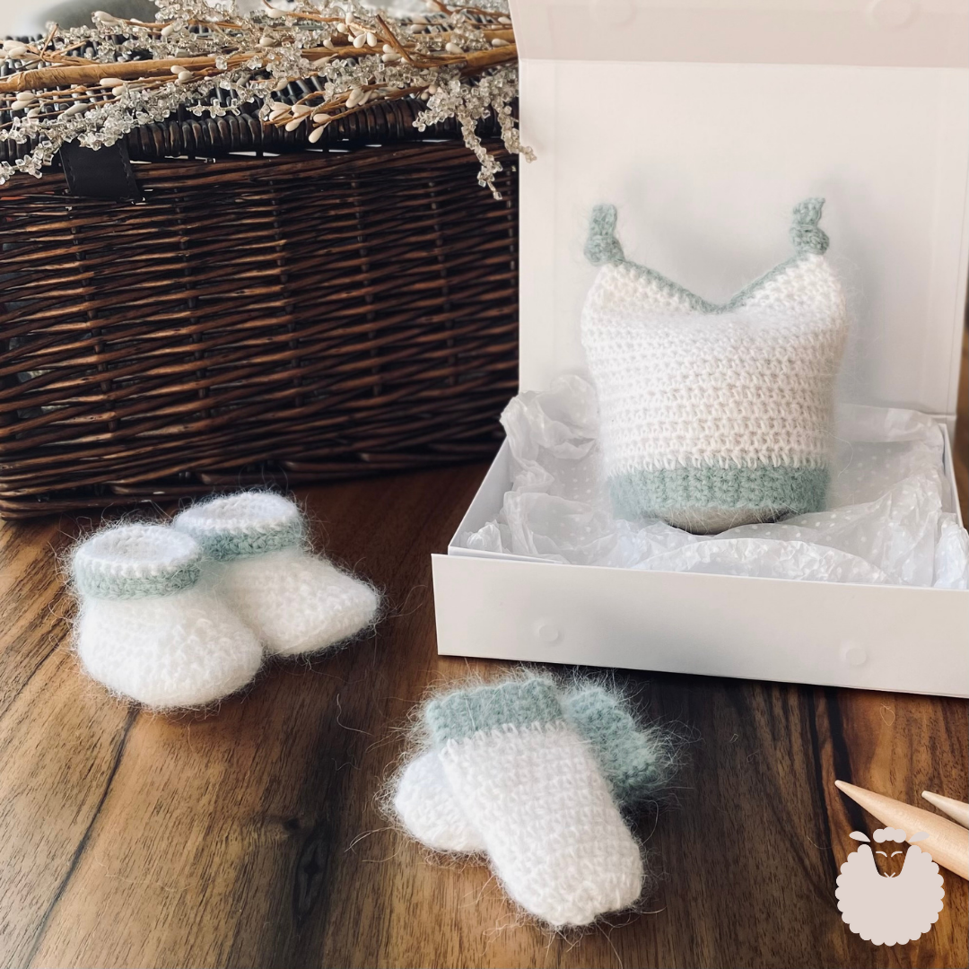 Mint Angora Mittens & Booties