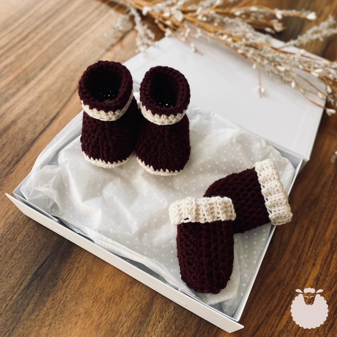 Burgundy Cashmere Mittens & Booties