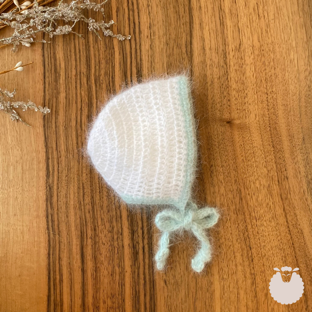 Mint Angora Bonnet & Bootie Set